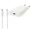 Nedis GaN 20W weiß / Wandladegerät / USB-C / PD3.0 / + USB-C - Lightning-Kabel 1 m