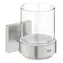 Grohe QuickFix Start Cube - Zahnbürsten- und Zahnpastaglas mit Halter aus Glas/Superstahl