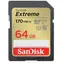 SanDisk Extreme SDXC 64 GB / Klasse 10 / Lesen/Schreiben 170/80 MB/s / geeignet für 4K