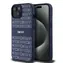 DKNY PU-Leder-Rückseite mit Ton-in-Ton-Streifenmuster für Apple iPhone 15, Blau