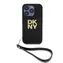 DKNY PU-Leder-Stack Logo -Handgelenkschlaufe-Rückseite für Apple iPhone 14 Pro Max Schwarz