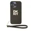 DKNY PU-Leder-Stack Logo -Handschlaufe-Rückseite für Apple iPhone 14 Pro Max Braun