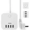 Huslog Verlängerungskabel 230V 1,5m weiß / 3 Steckdosen / 4X USB-A