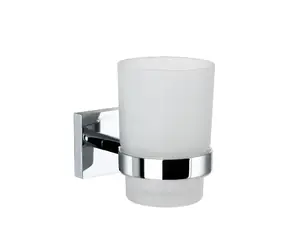 kielle Harmonia - Glas für Zahnbürste und Zahnpasta mit Halter | Milchglas/Chrom