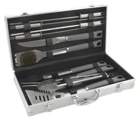 Cattara Grillbesteck GREY LINE, 11-teiliges Set im Aluminiumkoffer