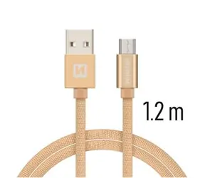 Swissten TEXTILE Datenkabel USB - microUSB 1,2m gold