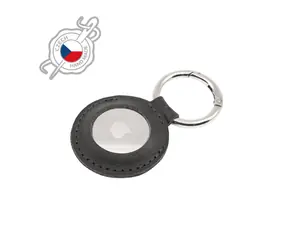 FIXED Case für AirTag Echtes Rindslederetui mit Karabiner schwarz