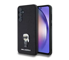 Karl Lagerfeld FIXED Glitter Metal Ikonik Back Cover für Samsung Galaxy A55 5G schwarz