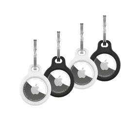 FIXED Silikonhülle Silky für Apple AirTag 4Stk. 2x schwarz + 2x weiß