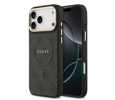 Guess PU Leder 4G Gold Frame MagSafe Back Cover für iPhone 17 Pro Max Schwarz