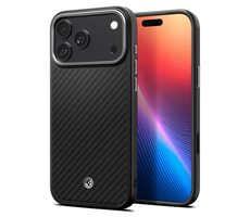 Spigen Enzo Aramid T Rückseite für Apple iPhone 17 Pro Max schwarz-silber