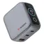 Verbatim Mini-GaN-Ladeadapter mit Display, 65 W, Grau / Reiseladegerät / 2x USB-C PD 3.2 / 1x USB-A QC 3.0