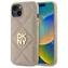 DKNY Quilted Stack Logo iPhone 14 beige / Rückseite / Apple iPhone 14 / Gestepptes Muster mit Stack-Logo
