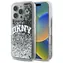 DKNY Liquid Glitter Arch Logo schwarz / Rückseite / Apple iPhone 16 Pro / Hartschalenetui