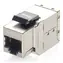 Silberner Keystone- Equip Cat6A / Stecker / 2x RJ45 / geschirmt / vergoldete Kontakte / 8 Stück.