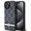 DKNY Leder-Rückseite mit Karomuster und Streifenprint für Apple iPhone 15 PLUS / 14 PLUS , schwarz