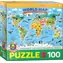 EUROGRAPHICS Puzzle Illustrierte Weltkarte / 100 Teile / ab 5 Jahren / 48,3 x 33 cm