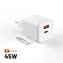 Mini- FIXED , weiß / Netzwerk-GaN-Ladegerät / USB-C + USB-A / PD 45W