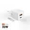 Mini- FIXED , weiß / Wandladegerät / GaN / USB-C + USB-A / 30 W / PD 3.0