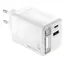 Troika POWER PULL 35 weiß / Ladegerät / GaN / USB-C + USB-A / 35W PD / einziehbares USB-C-Kabel