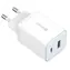 eSTUFF GaN-Ladegerät 65W weiß / Ladegerät / USB-C + USB-A / Power Delivery 65 W / GaN
