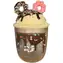 Sparkys Becher mit Deckel und Strohhalm, transparent, mit Donut-Motiv / 350 ml / Kunststoff