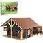 KIDS GLOBE Holzbausatz Pferdestall mit 2 Kisten / Maßstab 1:24 / ab 3 Jahren