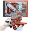 SPARKYS Feuerwehrflugzeug - Garage / 2-in-1-Spielzeug / Schwungrad / Metallautos 1:64 / Ab 3 Jahren