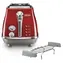 DeLonghi CTOC210. R Icona Capitals rot / Toaster / 900 W / 2 Schlitze / 6 Bräunungsgrade / Auftauen
