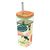Quokka Liquid Cube Tropical Toucans Glas-Reisebecher mit Strohhalm, 540 ml