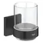 Grohe QuickFix Start Cube - Zahnbürsten- und Zahnpastahalter, Glas/Mattschwarz 