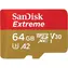 SanDisk Extreme microSDXC 64GB + Adapter / Klasse 10 / Lesen: bis zu 170MBs 