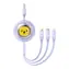 Baseus Cute & Leistungsstarkes Lade-USB-A-Kabel 3in1 1,1 m lila / 1x USB-C (M) / 1x microUSB (M) / 1x Lightning (M) 