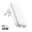 FIXED Slim Netzwerk-GaN-Ladegerät mit 2x USB-C-Ausgang und PD-Unterstützung 45 W weiß