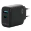 Mobilis Wandladegerät 45W schwarz / 1x USB-A / 1x USB-C