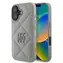 DKNY PU-Leder gestepptes Stack Logo Backcover für iPhone 16 PLUS Grau