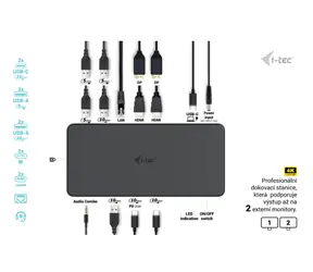i-TEC USB 3.0/USB-C/Thunderbolt 3 Dual 4K Dockingstation Gen 2 Pro / Dockingstation / 2x DisplayPort + 2x HDMI
