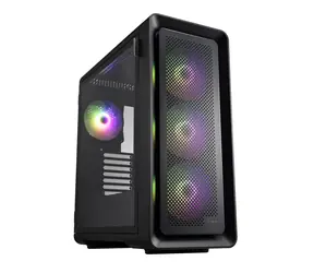 Fortron CUT593P schwarz / ATX / 2x USB 3.0 + 1x USB-C / 4X 140 mm ARGB / ohne Netzteil / transparentes Seitenteil / ARGB-Hintergrundbeleuchtung