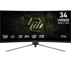 34" MSI MAG 345CQRF E20 Schwarz / Gaming-Monitor / UWQHD / VA / 200 Hz / 0,5 ms / 21:9 / HDMI + DP / VESA