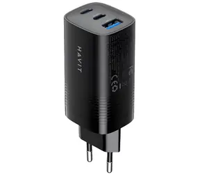 Havit UC20 schwarz / Reiseladegerät / GaN / 65 W / 2x USB-C / USB-A