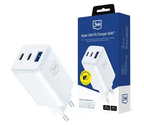 3mk Hyper GaN Ladegerät 65W weiß / Netzladegerät / 3× USB / QC4+ PD PPS