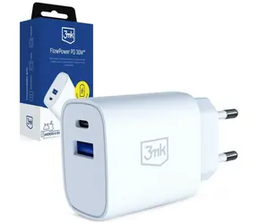 3mk FlowPower 30W weiß / Ladegerät / GaN / USB 1xA+1xC / PD 3.0 / QC4+