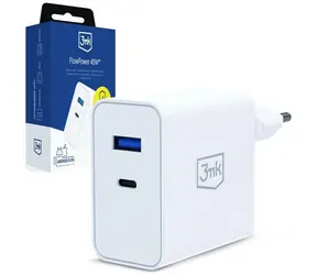 3mk FlowPower 45W weiß / Ladegerät / GaN / PD 3.0 / QC 4.0+ / 1× USB-A + 1× USB-C