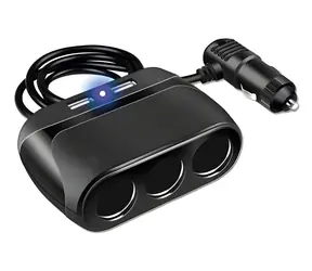 2GO schwarz / Zigarettenanzünder-Hub / 3x 12V / USB-A / USB-C / 120W