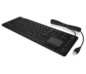 Keysonic KSK-6231 INEL schwarz / Industrietastatur mit Touchpad / IP68 / USB / Hintergrundbeleuchtung / Schweizer Layout