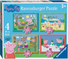 Ravensburger Puzzle Peppa Pig: Staffeln 4 in 1 / 12, 16, 20, 24 Teile / 19 × 14 cm