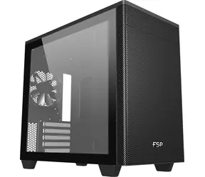 Fortron CST360B schwarz / PC-Gehäuse / Micro-Tower / Micro-ATX + Mini-ITX / transparente Seitenwand / ohne Netzteil