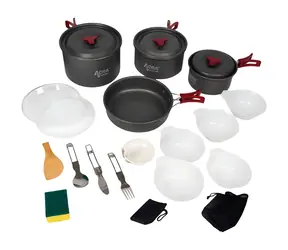Acra C22 / Campinggeschirr-Set / Aluminium / für 3-4 Personen