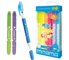 Mitama Magic Colors / Textmarker / 6er-Set / Radierbar / Doppelspitze / Pastellfarben