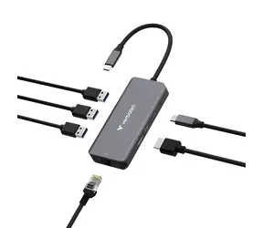 Verbatim USB-C Essentials Multiport-Hub / 6 Anschlüsse / 3× USB-C 3.2 Gen 1 / HDMI / USB-C PD / RJ-45